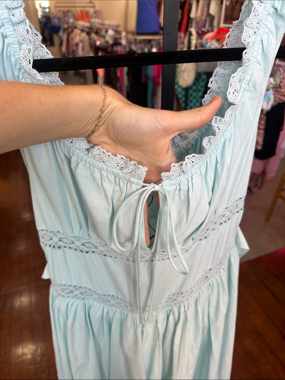 MABLE Mint Lace-Trim Summer MIDI Dress - Picture 3 of 5